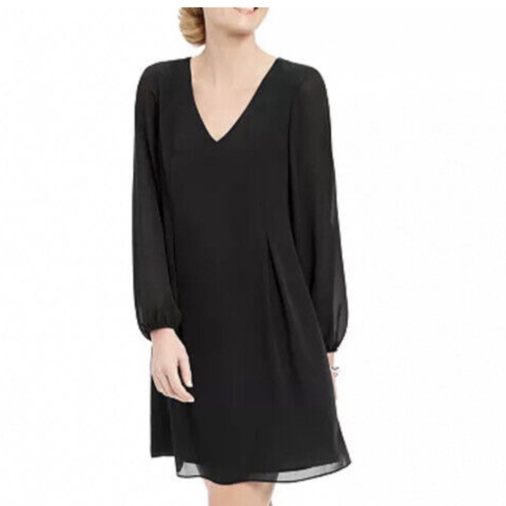 Inc long sleeve shift dress bow back black mAcys